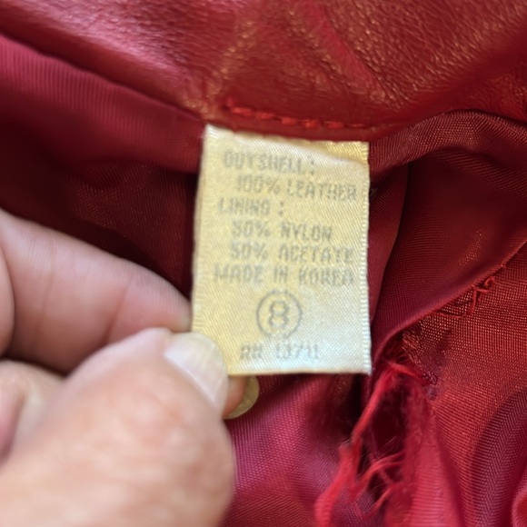 LORD & TAYLOR Vintage Size 8 Red Leather Open Coat - Picture 10 of 14